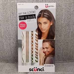 Scunci hair & Body Tattoo gold 2 sheets new